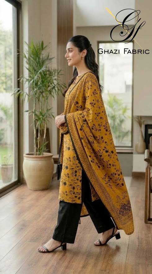 Ghazi fabric Black pearl series Linen Unstitched 3 Piece Suite For Women BP290