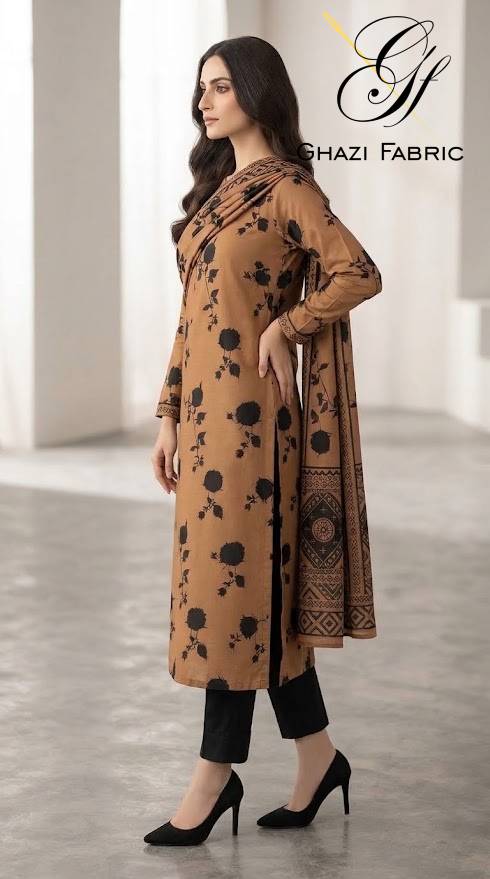 Ghazi fabric Black pearl series Linen Unstitched 3 Piece Suite For Women BP23