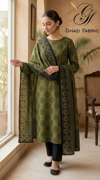 Ghazi fabric Black pearl series Linen Unstitched 3 Piece Suite For Women BP297