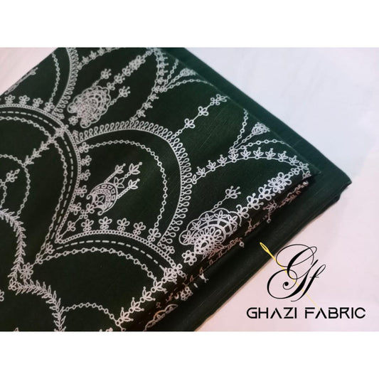 Ghazi fabric Gull-e-Marjaan Unstitched Khaddar winter Fall Collection 2 piece suit For Women & Girl Bottle Green GM8423/2