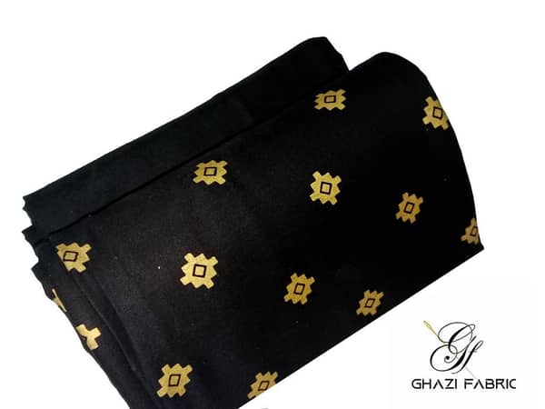 Ghazi fabric Unstitched Linen 2 piece suit for women black color