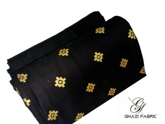 Ghazi fabric Unstitched Linen 2 piece suit for women black color