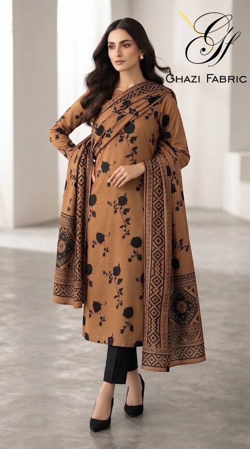 Ghazi fabric Black pearl series Linen Unstitched 3 Piece Suite For Women BP23