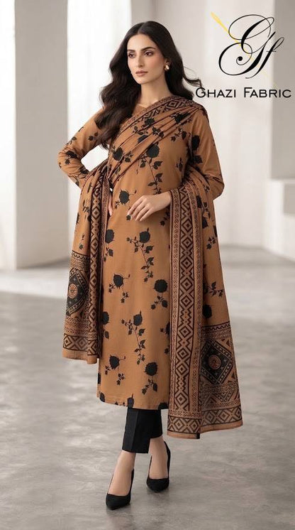 Ghazi fabric Black pearl series Linen Unstitched 3 Piece Suite For Women BP23