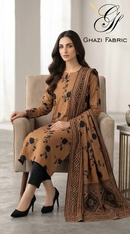 Ghazi fabric Black pearl series Linen Unstitched 3 Piece Suite For Women BP23
