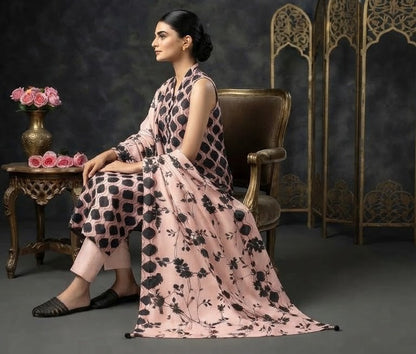 Ghazi fabric Black pearl series Linen Unstitched 3 Piece Suite For Women BP23