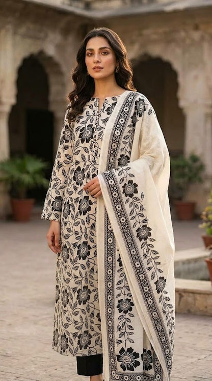 Ghazi fabric Black pearl series Linen Unstitched 3 Piece Suite For Women BP25