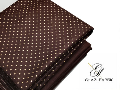 Ghazi Fabric – Khaddar-e-Khaas – KHK-08/2  Brown Dot Print (Unstitched)