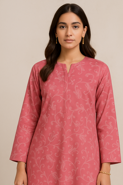 Tea pink lawn dress for women – 2.75 yard shirt and trouser fabric – summer 2025