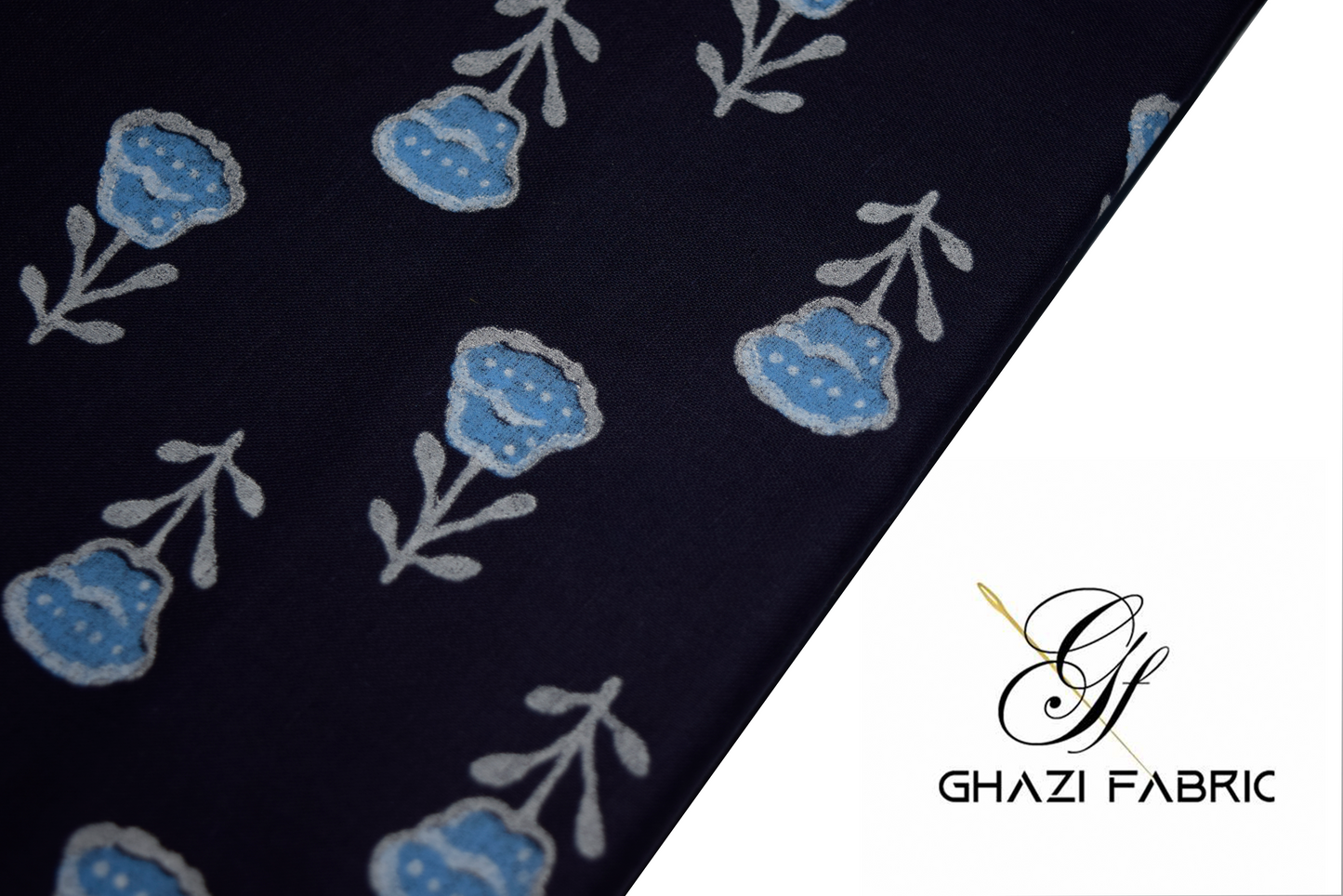 Ghazi fabric Unstitched dress Lawn Cotton 2 piece suit for women printed dresses for women royal blue DTS32/2