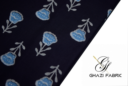 Ghazi fabric Unstitched dress Lawn Cotton 2 piece suit for women printed dresses for women royal blue DTS32/2