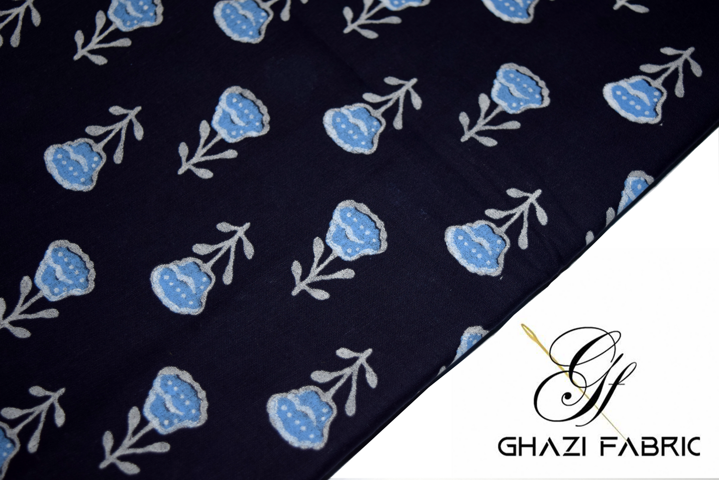 Ghazi fabric Unstitched dress Lawn Cotton 2 piece suit for women printed dresses for women royal blue DTS32/2