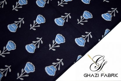 Ghazi fabric Unstitched dress Lawn Cotton 2 piece suit for women printed dresses for women royal blue DTS32/2