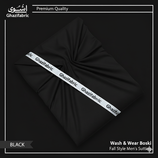 Ghazi Men Boski Wash&ware Premium Quality Fabric Black  (DS5-97)