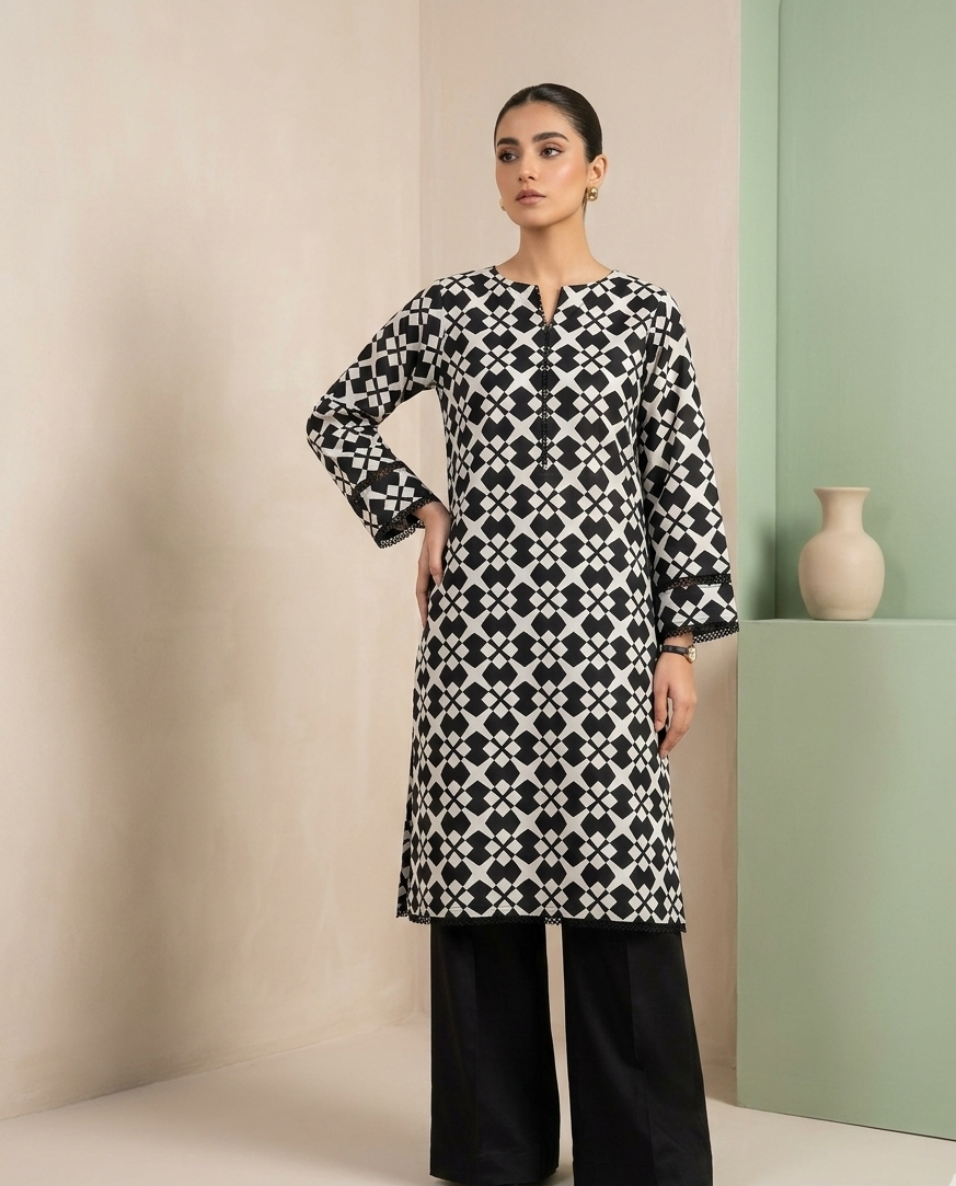 Ghazi fabric Black Unstitched Lawn Suit – 2 Piece summer collection