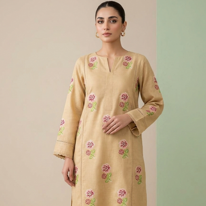 Red Peach Lawn Embroidered Suit – Noor-e-Bahar Edition GF NB-Beige