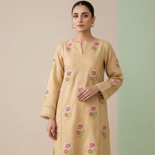 Red Peach Lawn Embroidered Suit – Noor-e-Bahar Edition GF NB-Beige