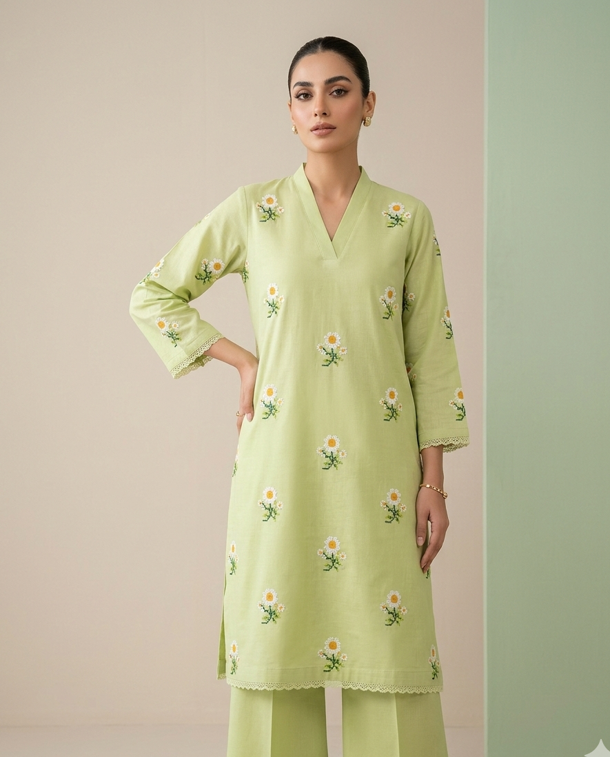 Embroidered   Lawn 2 Piece Suit – Noor-e-Bahar | Ghazi Fabric GF-NB-pistacu