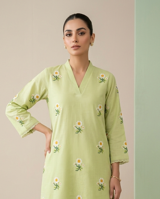 Embroidered   Lawn 2 Piece Suit – Noor-e-Bahar | Ghazi Fabric GF-NB-pistacu