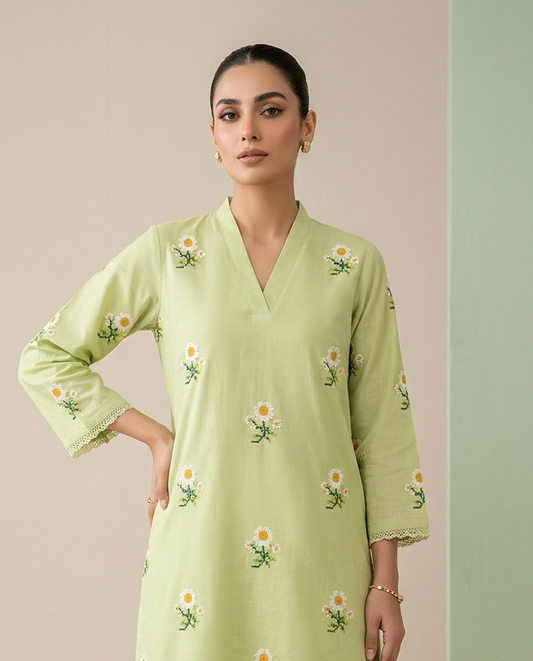 Embroidered   Lawn 2 Piece Suit – Noor-e-Bahar | Ghazi Fabric GF-NB-pistacu
