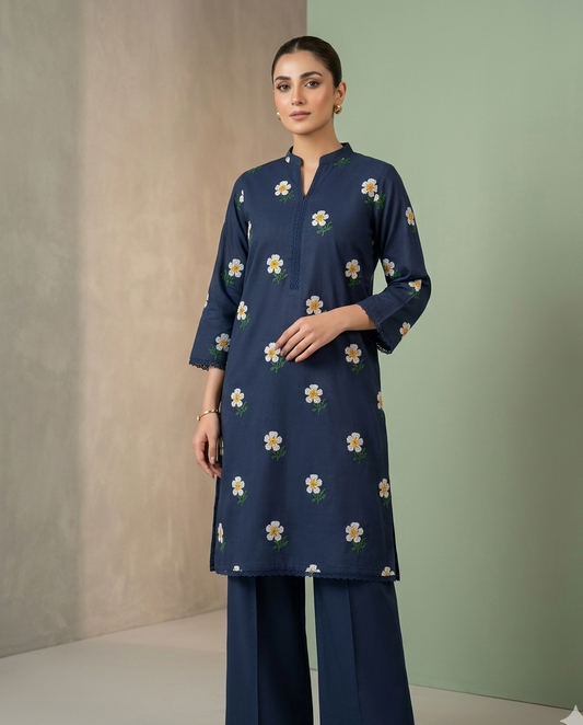 Embroidered Navy Blue  Lawn 2 Piece Suit – Noor-e-Bahar | Ghazi Fabric GF-NB-10-1