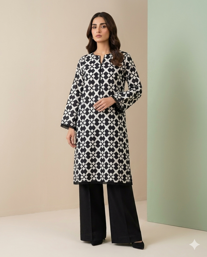 Ghazi fabric Black Unstitched Lawn Suit – 2 Piece summer collection