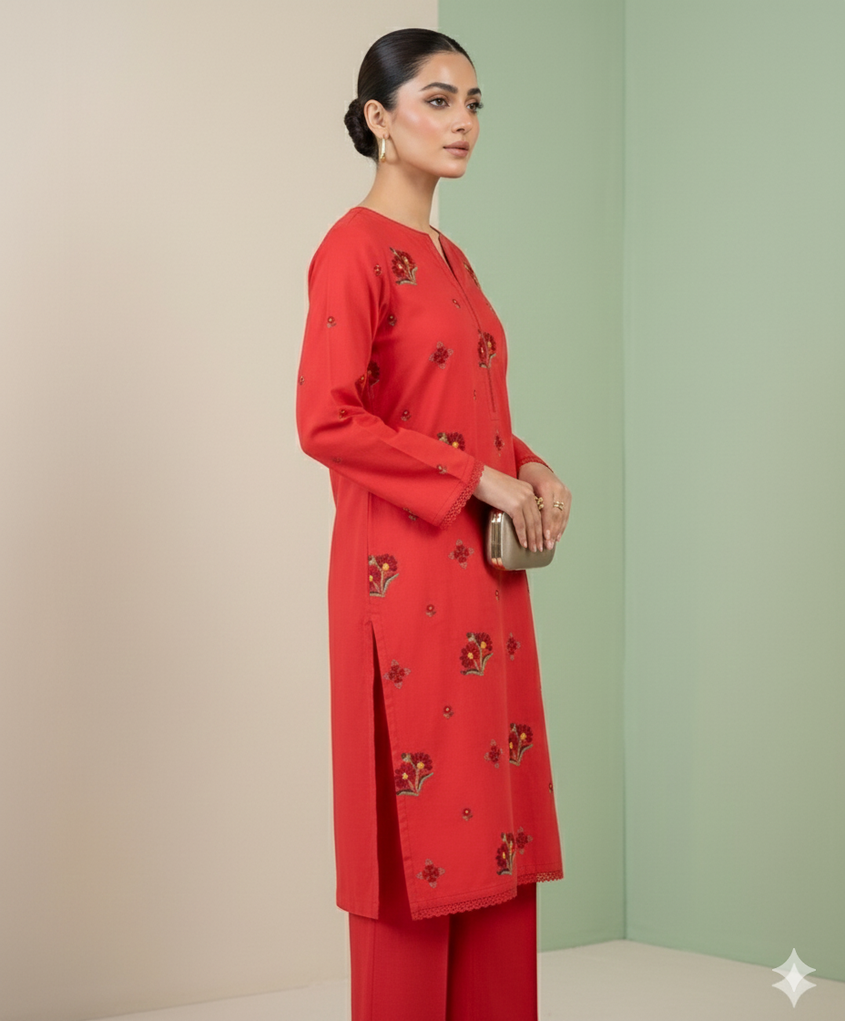 Red Peach Lawn Embroidered Suit – Noor-e-Bahar Edition GF NB-56