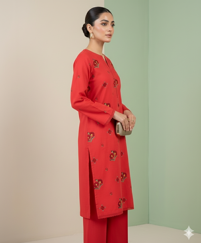 Red Peach Lawn Embroidered Suit – Noor-e-Bahar Edition GF NB-56