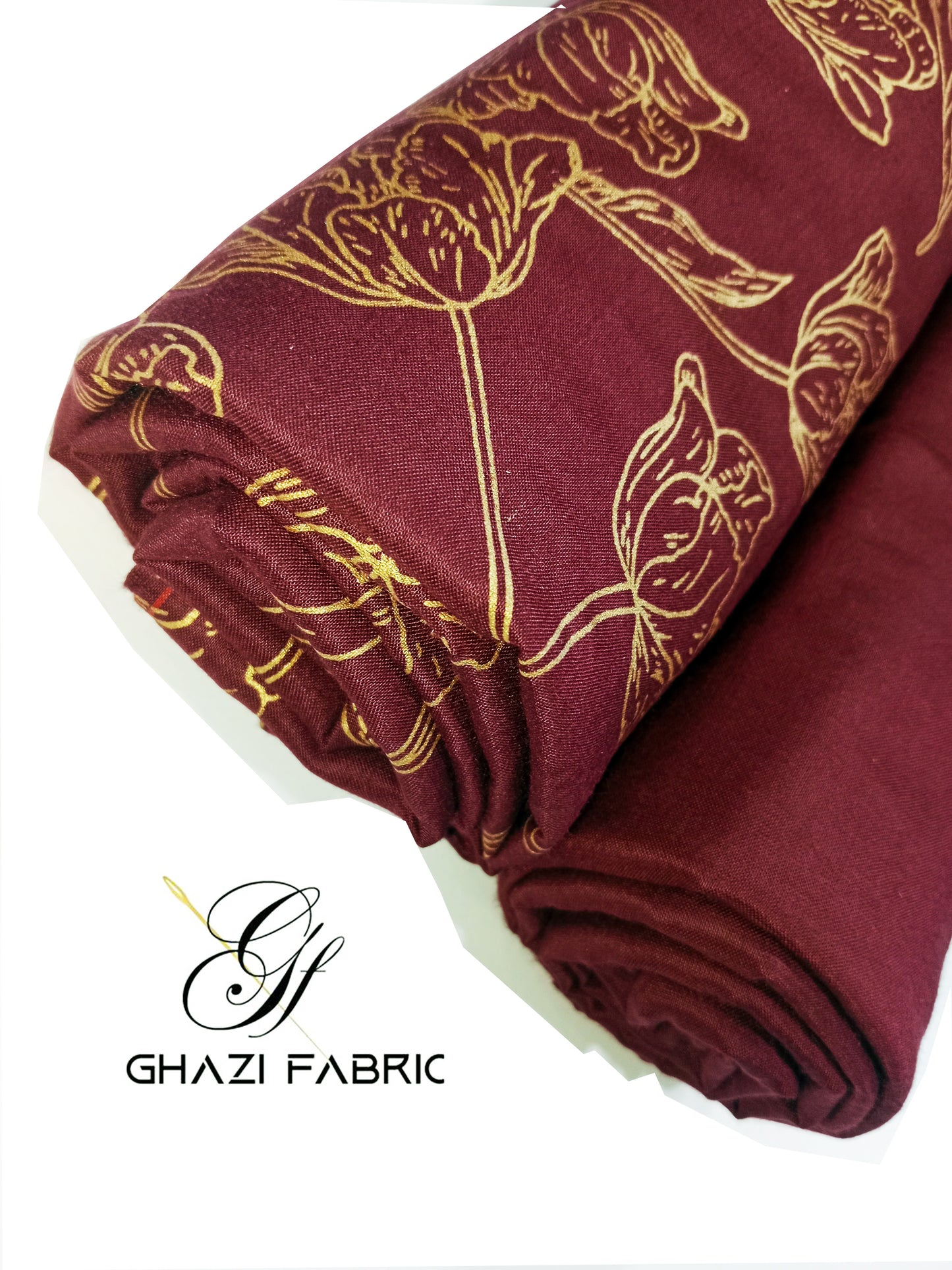 Ghazi fabric Unstitched Linen 2 piece suit for women new collection Feroza series maroon color (Fz series-1899/8)