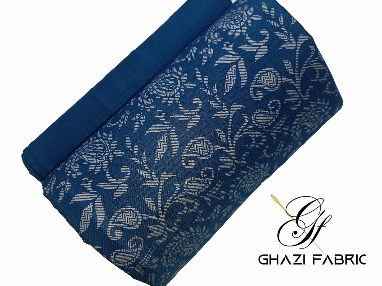 Ghazi fabric Unstitched Linen 2 piece suit for women Feroza series teal zinc(Fz series-0035/8)