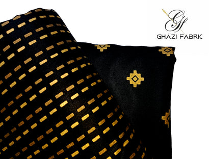 Ghazi fabric Unstitched Linen 2 piece suit for women new collection Feroza series black (Fz -0012/8)