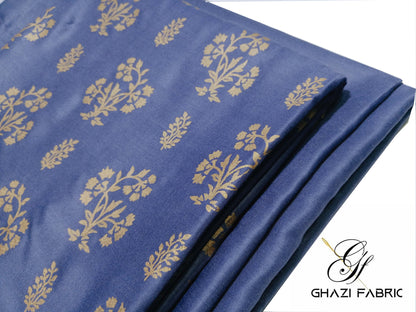 Ghazi fabric Unstitched Premium Quality Linen Dress Collection Famza Series Unstitch 2 Piece Suit For Women Gray  (FM1109-H2-B)