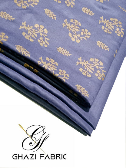 Ghazi fabric Unstitched Premium Quality Linen Dress Collection Famza Series Unstitch 2 Piece Suit For Women Gray  (FM1109-H2-B)