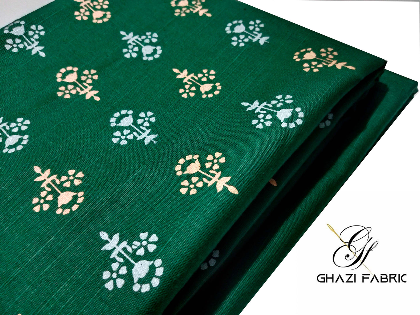 Ghazi Fabric – Khaddar-e-Khaas – KHK-06/2 Motive Bottle Green (Unstitched)