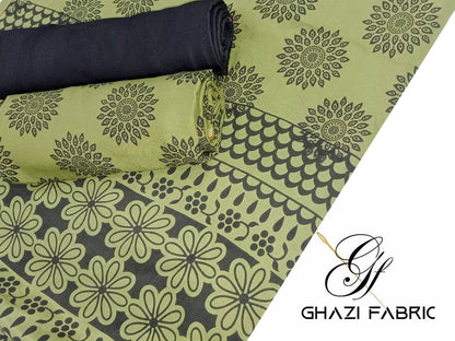 Ghazi fabric Black pearl series Linen Unstitched 3 Piece Suite For Women BP297