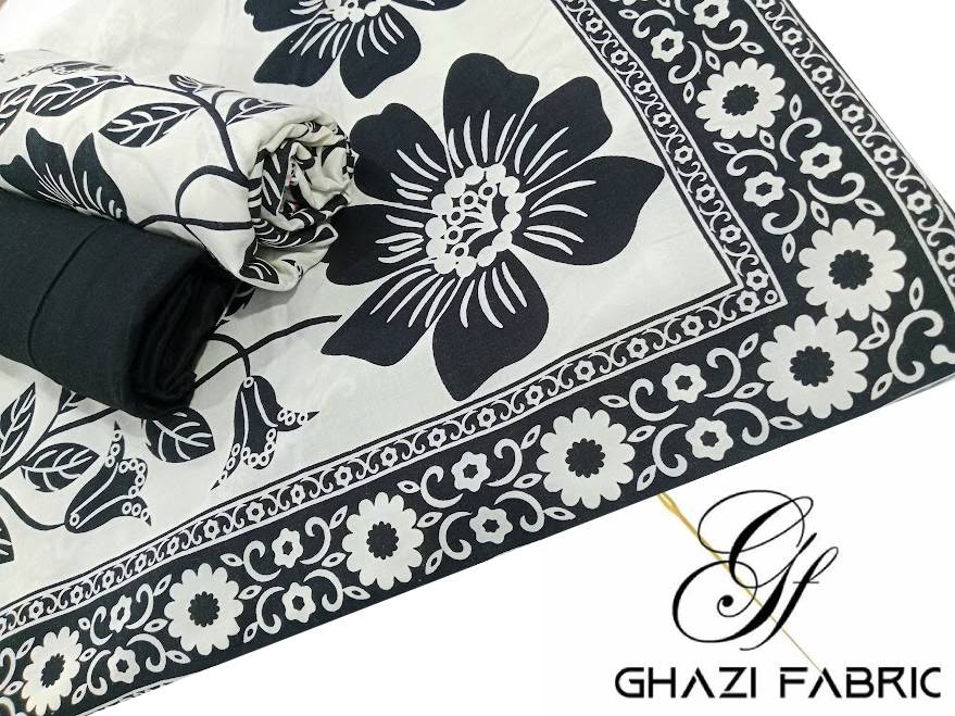 Ghazi fabric Black pearl series Linen Unstitched 3 Piece Suite For Women BP25