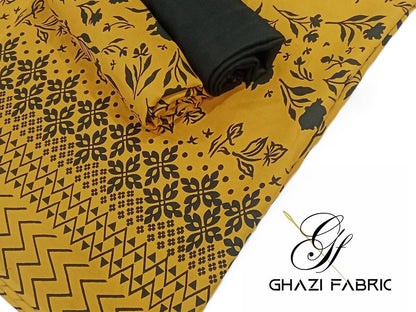 Ghazi fabric Black pearl series Linen Unstitched 3 Piece Suite For Women BP290