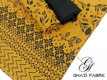 Ghazi fabric Black pearl series Linen Unstitched 3 Piece Suite For Women BP290