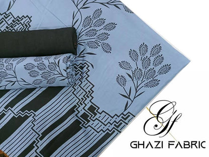 Ghazi fabric Black pearl series Linen Unstitched 3 Piece Suite For Women BP291 Ocean Blue