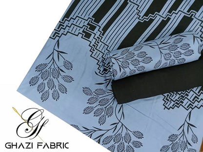 Ghazi fabric Black pearl series Linen Unstitched 3 Piece Suite For Women BP291 Ocean Blue
