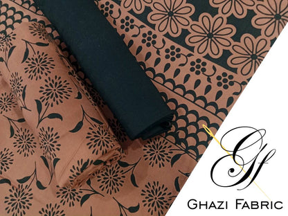 Ghazi fabric Black pearl series Linen Unstitched 3 Piece Suite For Women BP300