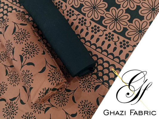 Ghazi fabric Black pearl series Linen Unstitched 3 Piece Suite For Women BP300