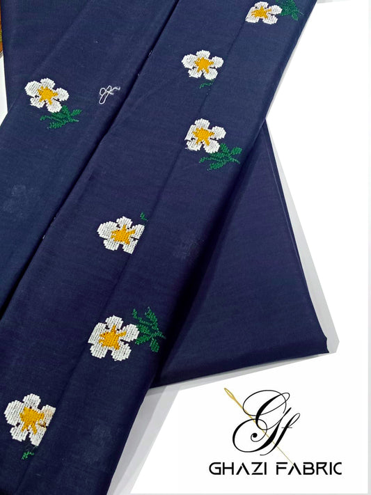 Embroidered Navy Blue  Lawn 2 Piece Suit – Noor-e-Bahar | Ghazi Fabric GF-NB-10-1