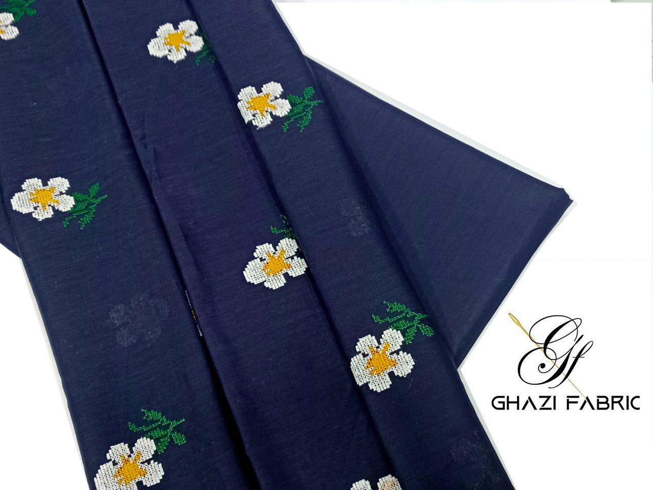 Embroidered Navy Blue  Lawn 2 Piece Suit – Noor-e-Bahar | Ghazi Fabric GF-NB-10-1