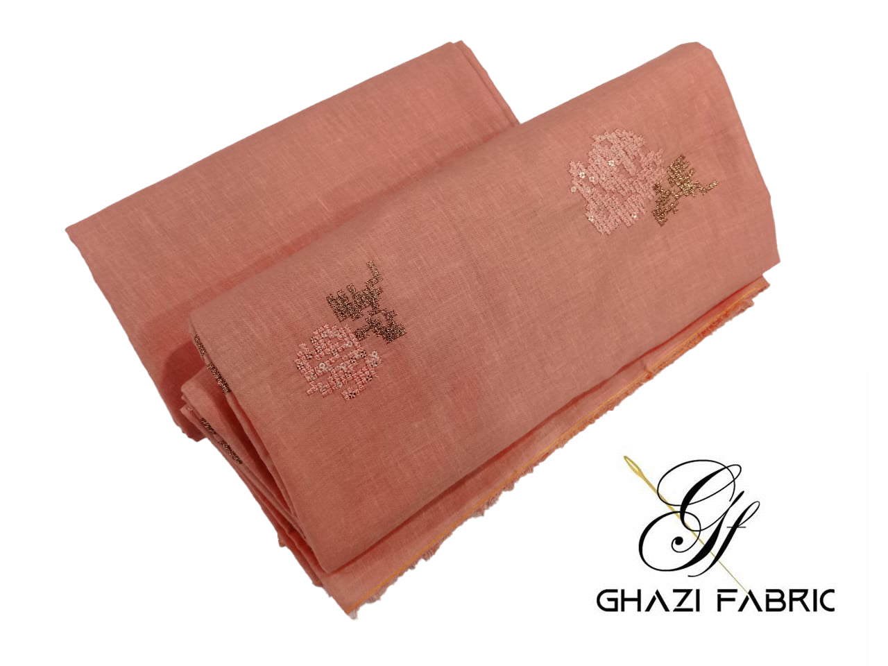 Peach Embroidered Lawn 2 Piece Suit – Noor-e-Bahar | Ghazi Fabric GF-NB-01