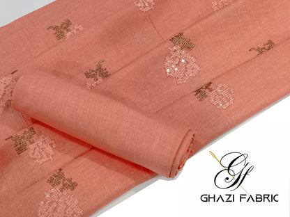Peach Embroidered Lawn 2 Piece Suit – Noor-e-Bahar | Ghazi Fabric GF-NB-01