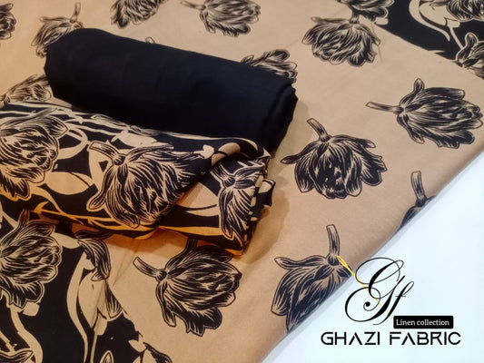 Ghazi fabric Unstitched Linen 3 piece