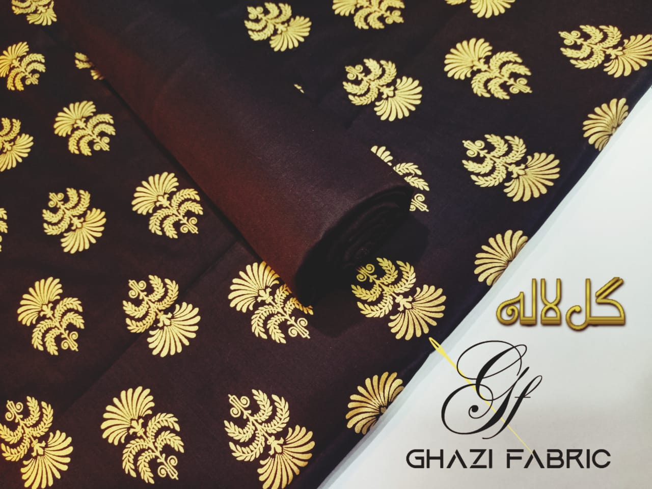 Ghazi fabric  Lawn Collection Ghazi Lawn fantasy  Unstitch Shirt & Trouser summer collection black (GF1193)