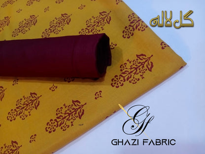 Ghazi fabric  Lawn Collection Ghazi Lawn fantasy  Unstitch Shirt & Trouser summer collection 2 pc Lawn Fantasy volume 2  women clothes Mustarad color