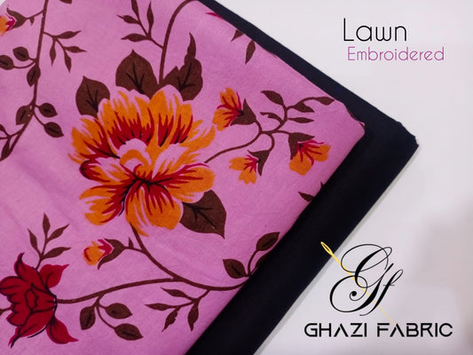 Ghazi fabric New Lawn Collection Unstitch Shirt & Trouser 2 pc Lawn Fantasy volume 4 summer collection Gull-e-bassi (GFA80)